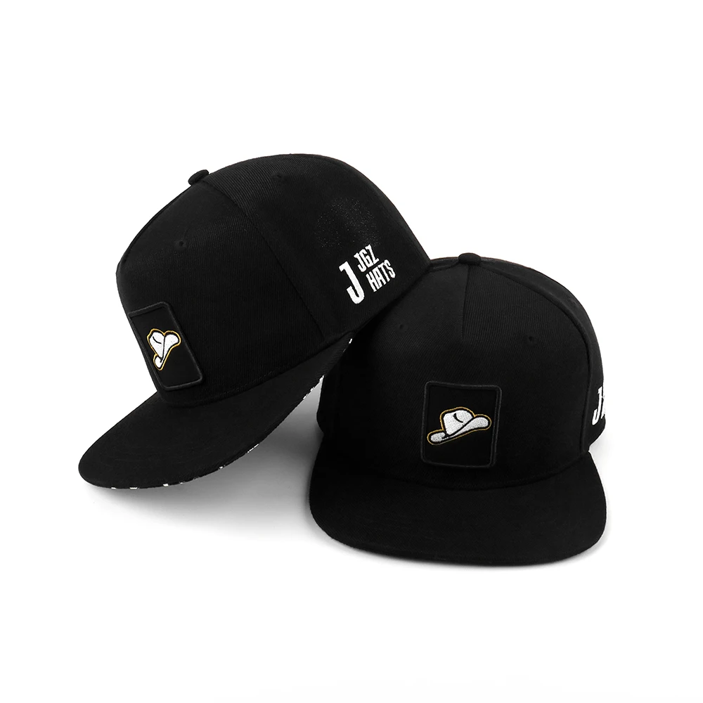 oem custom print Brim Snapback caps custom embroidered  logo 5 panel snapback hat hiphop cap snapback