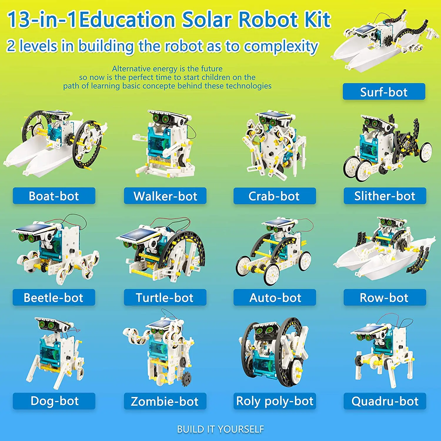 Assembling education 13-in-1 stem solar robot kit toys diy building science stem solar robot kit 13 in 1 solar robot toy