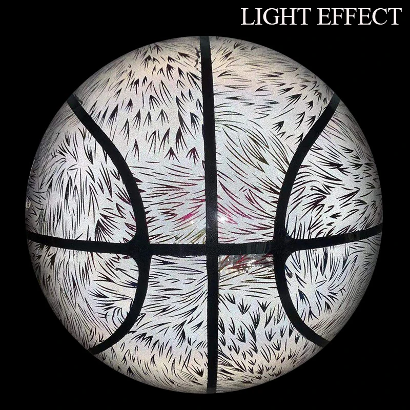 Glow in the dark light up LED sports balls custom logo glowing size 7 rubber basketball ball