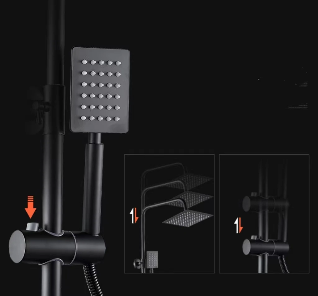 European style copper body bathroom black shower 4- function and 3-function.