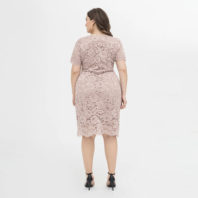 Low Price Plus Size Pink Dress Manufacturer Women Ball Dresses Evening Gown Lace Natural Woven Short Vestido De Noiva Simple ODM