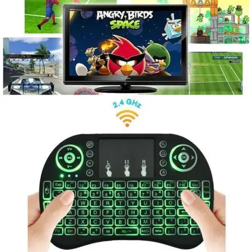 Newest Wireless keyboard 2.4G 7 Colors RGB Backlit Mini Keyboards i8 Backlight keyboards Touch Pad i8 Remote Control for TV BOX