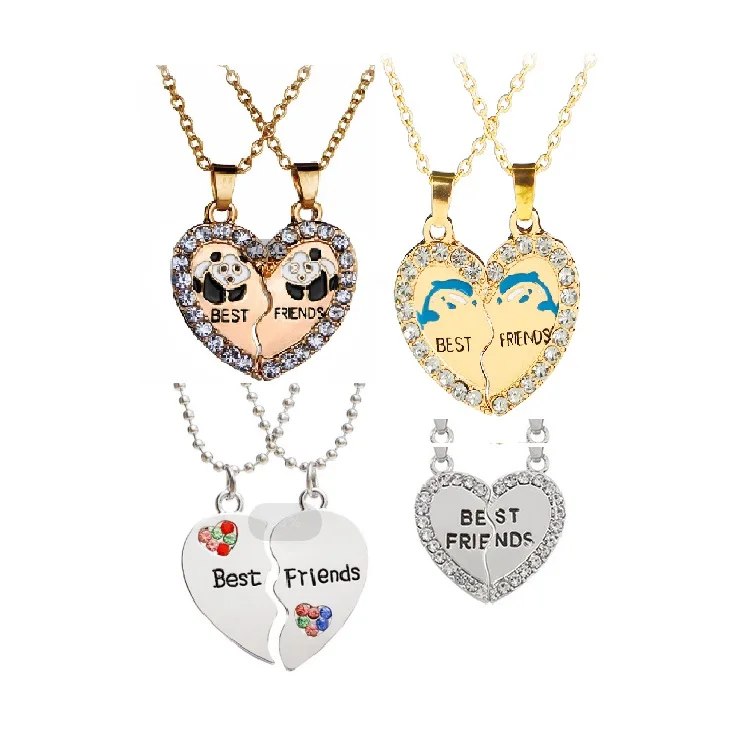 Personalized Master Engraved  BEST FRIENDS FOREVER Puzzle Pendant Heart Friendship Necklace Creative Gift Jewelry