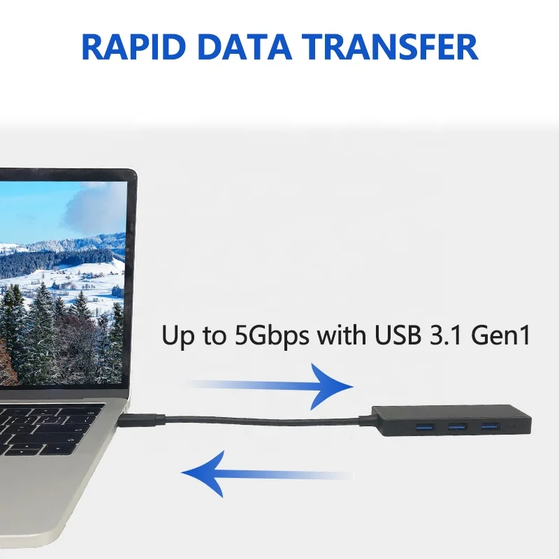 Portable 4Ports Transcend Data 3.0 4 In 1 USB Type C Adapter HUB For Macbook