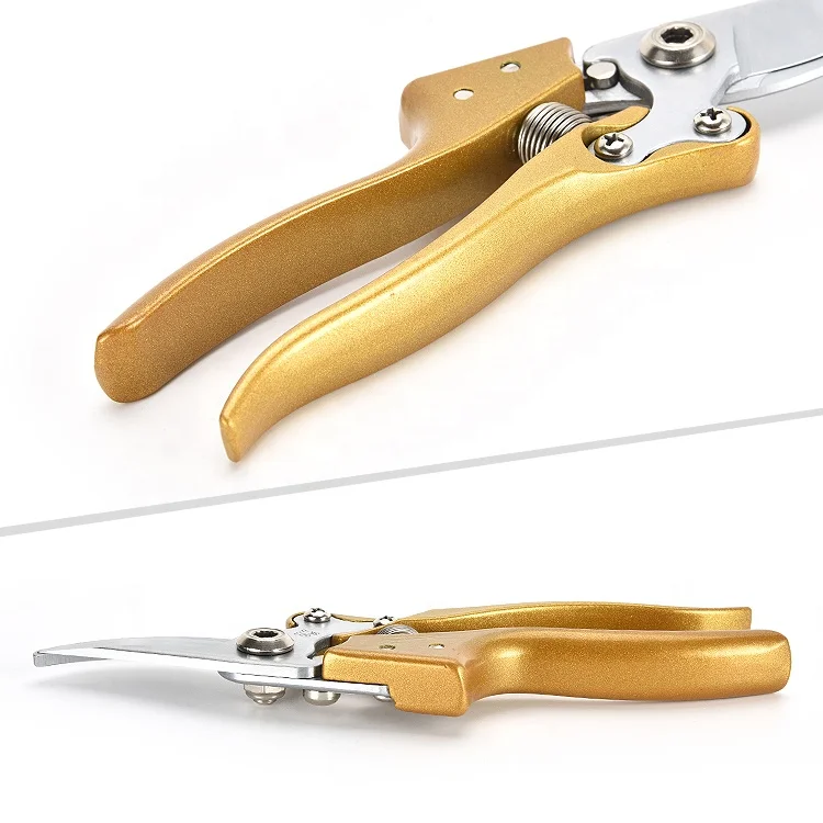 Golden Handle Tree Trimmers Secateurs Hand Clippers Garden Scissors Fruit Picking Shears