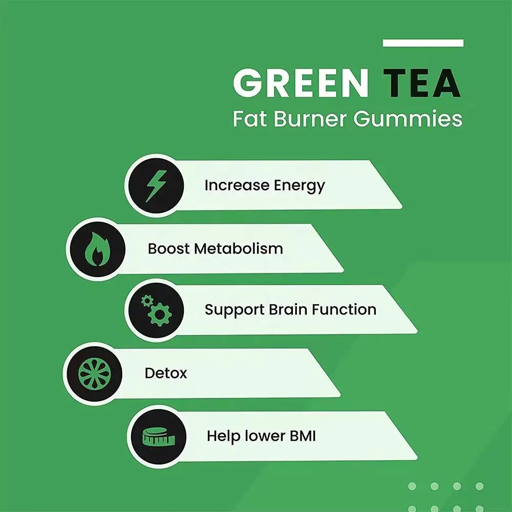Metabolism Support Green Tea Capsules Fat Burner Matcha Gummy Bears Energy Booster Green Tea Extract Supplement