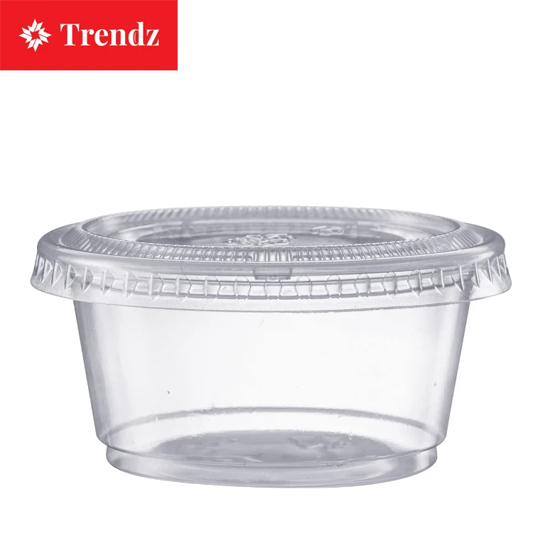 Bpa Free Disposable Dessert Cups Transparent Soy 0.75 /1.5/2/3.25/4/5.5 Oz Deli Sauce Containers With Lids