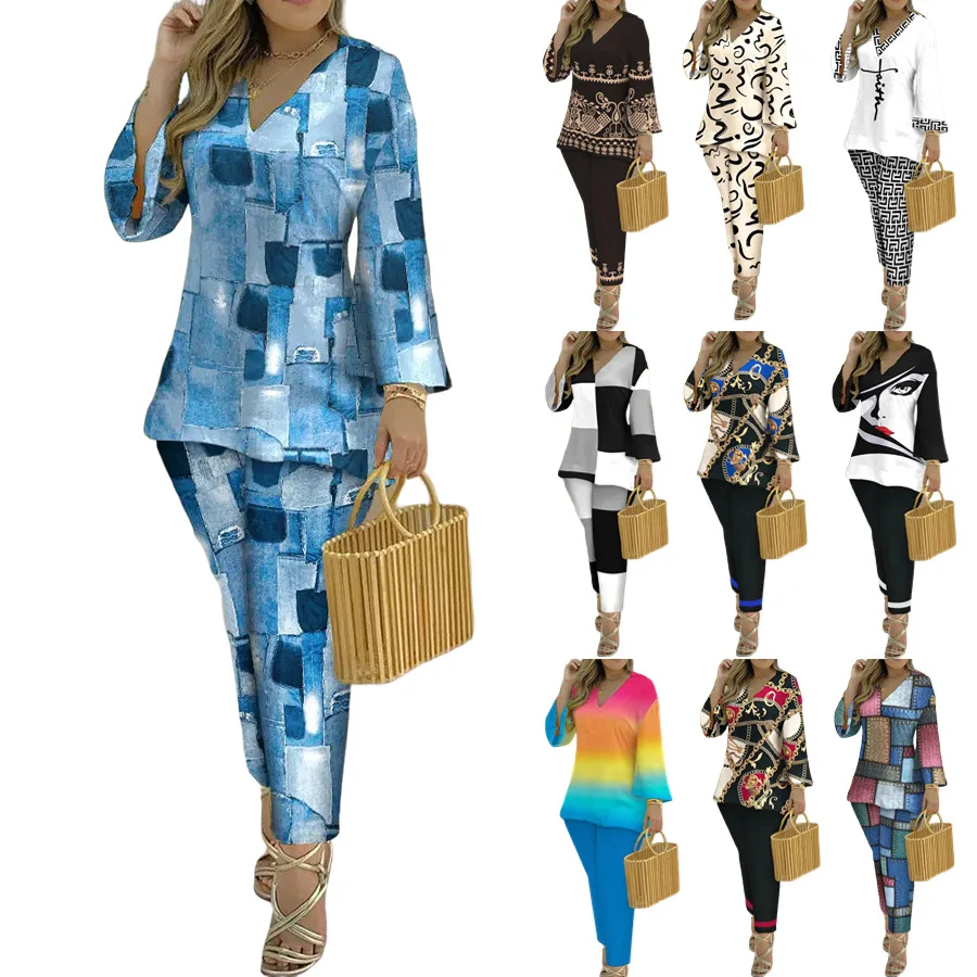 trending products new arrivals Women s Sets Trendy casual graphic print women 2 piece sets summer 2023