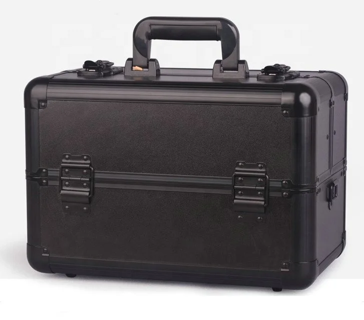 Fashion Style and Black Aluminum material Makeup tool case /Korean Multilayer Professional Cosmetic case