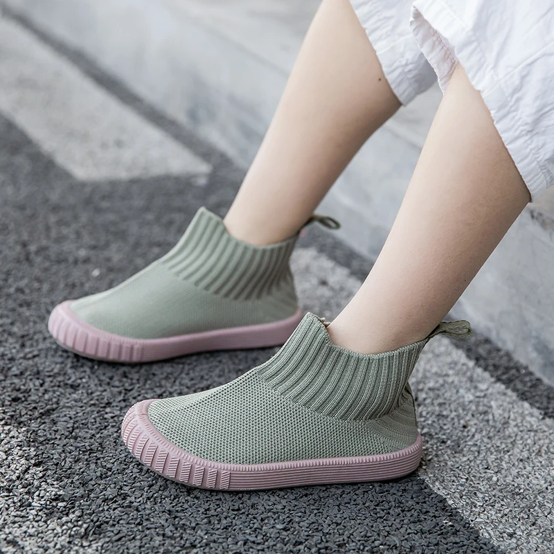 stock lovely autumn knitting kids  ankle boots kids comfortable leisure footwear