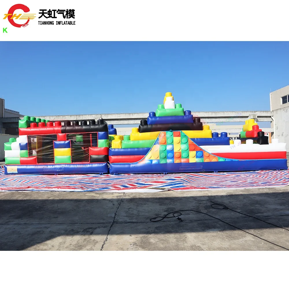 2 in 1 13m Indoor Inflatable Obstacle Course Run Sport Game Durable PVC for Garden Trampoline Park Residential or Public Use