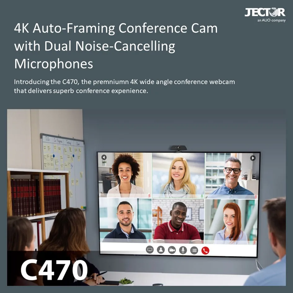 JECTOR C470 4K Auto-Framing Conference Cam with Dual Noise-Cancelling Microphones