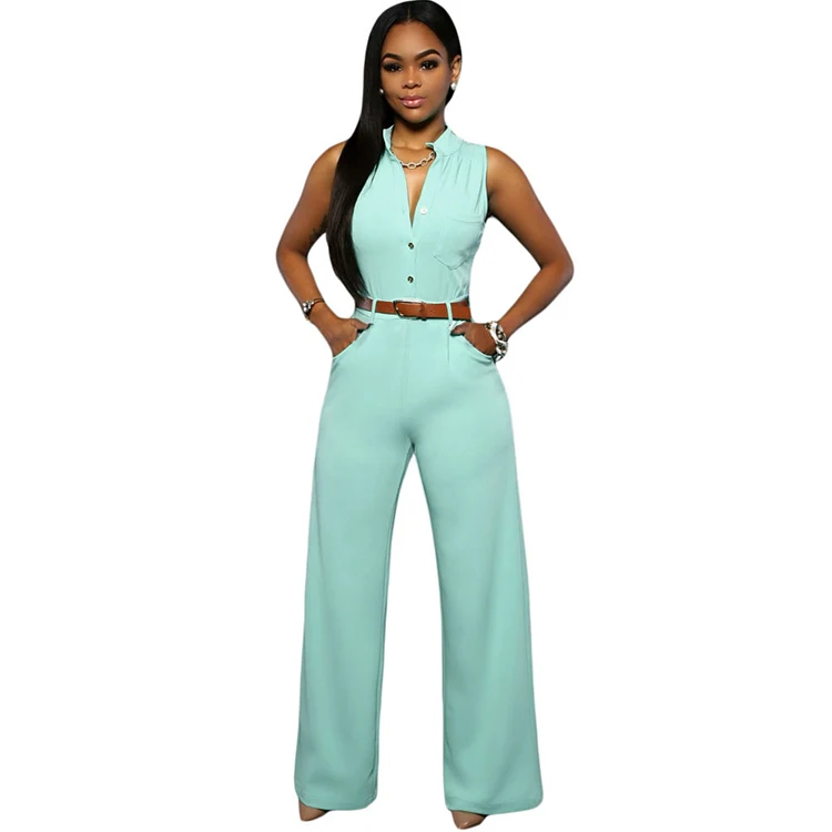 Newest Sleeveless Belt Fashion Women Ladies Jumpsuit