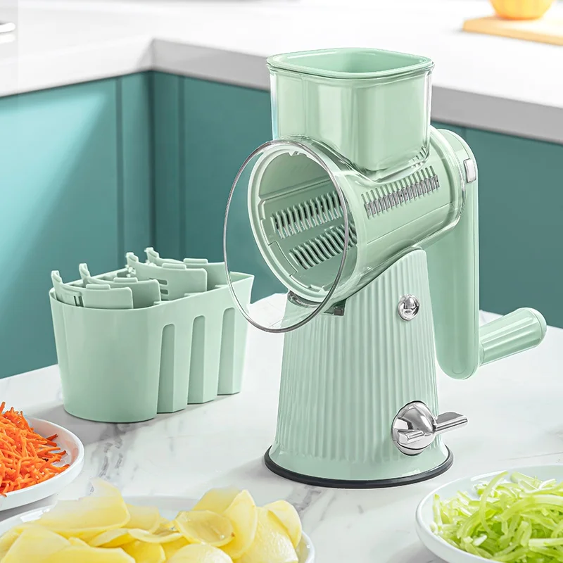 XJH  Hot Sale Manual Rotary Cheese Grater 3 in 1 Vegetable Grater Shredder Grater Vegetable Cutter Slicer For Kitchen