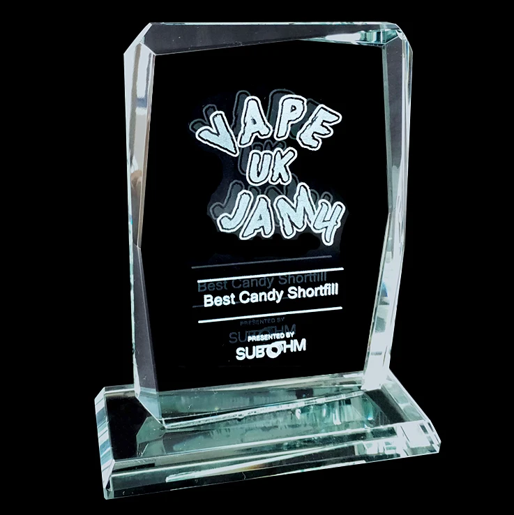 Wholesale fire shape Glass crystal iceberg trophi  great engraving trophy award souvenir champions