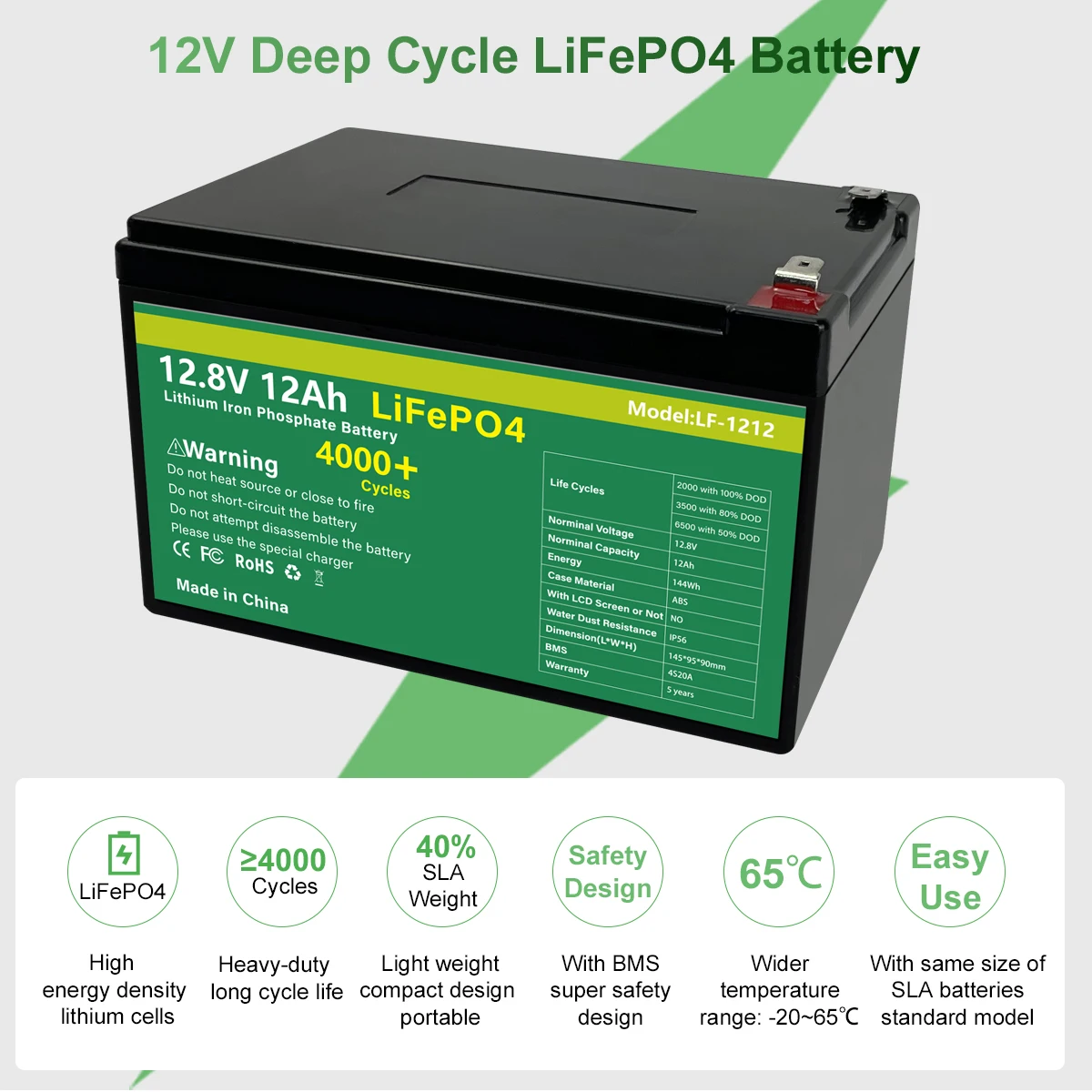 Deep Cycles Lead Acid Replacement 12V 12Ah 12000mAh Akku Lifepo4 Phosphate Battery Lithium-akku Pack Battery Lithium Ion Battery