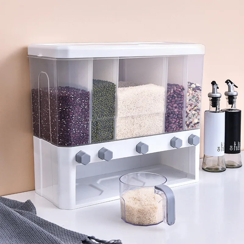 Dry Food Dispenser Wall Mounted Rice Container Bulk food Storage Cereal dispensers Grain Canisters