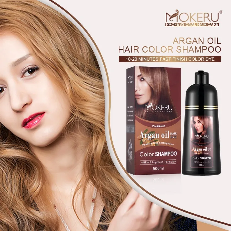 Wholesale Private Label hair dye Argan oil long lasting Natural  brown color Hair Dye White To Black hair color shampoo