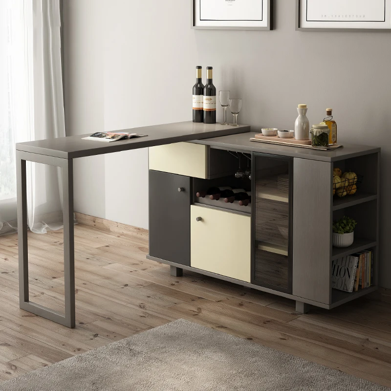 
Nordic creative retractable folding bar sideboard modern minimalist multi-function wine cabinet cupboard storage cabinet 