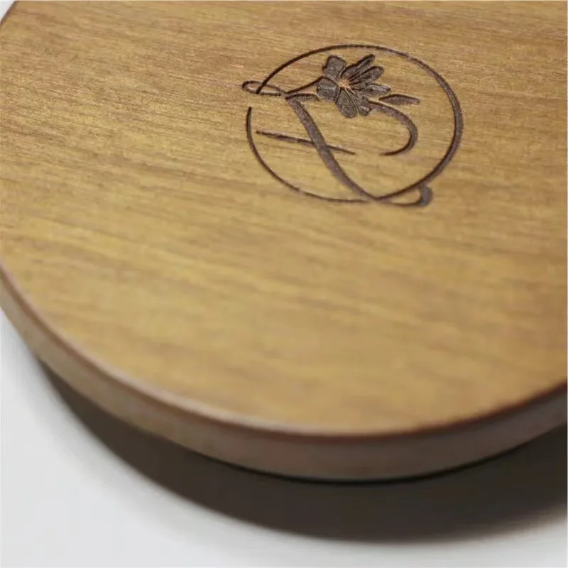Household storage wood coverD110*15mm for Hot selling Essential oil candlewith Custom engraved logo