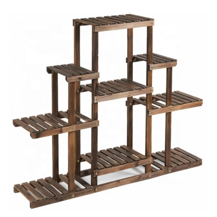New Arrival Bamboo Plant Stand Flower Shelf 5 Tier Rack Wood Display for Garden Outdoor Cheap Decoration