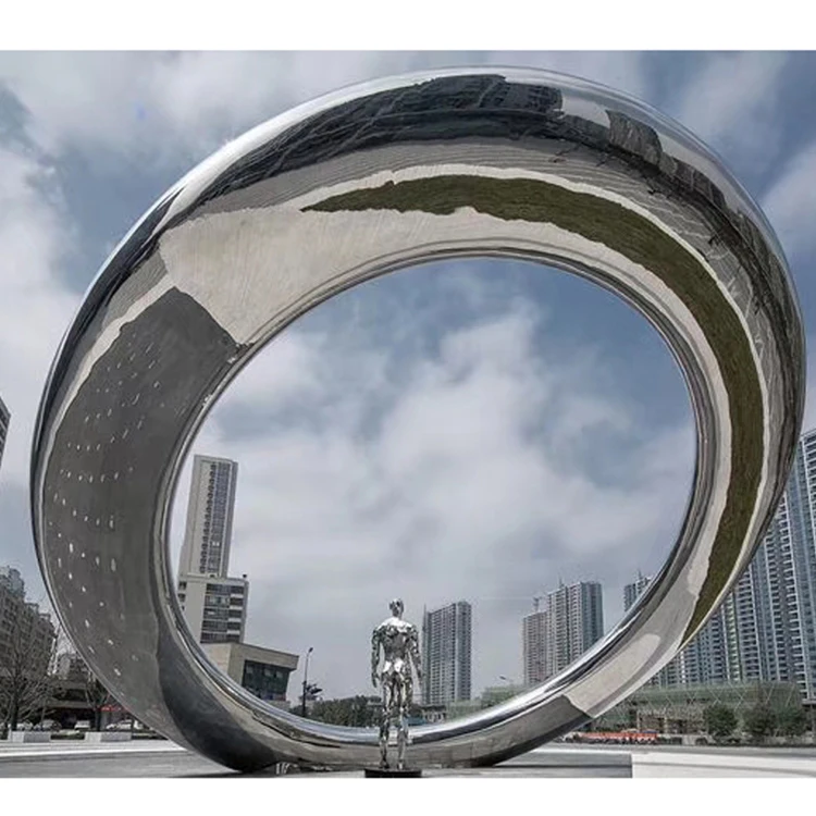 Large Outdoor Modern Decorative Stainless Steel Circle Sculpture