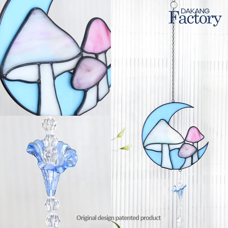gift idea wind chimes outdoor handicraft products mushroom stained glass suncatcher ornament other home decor