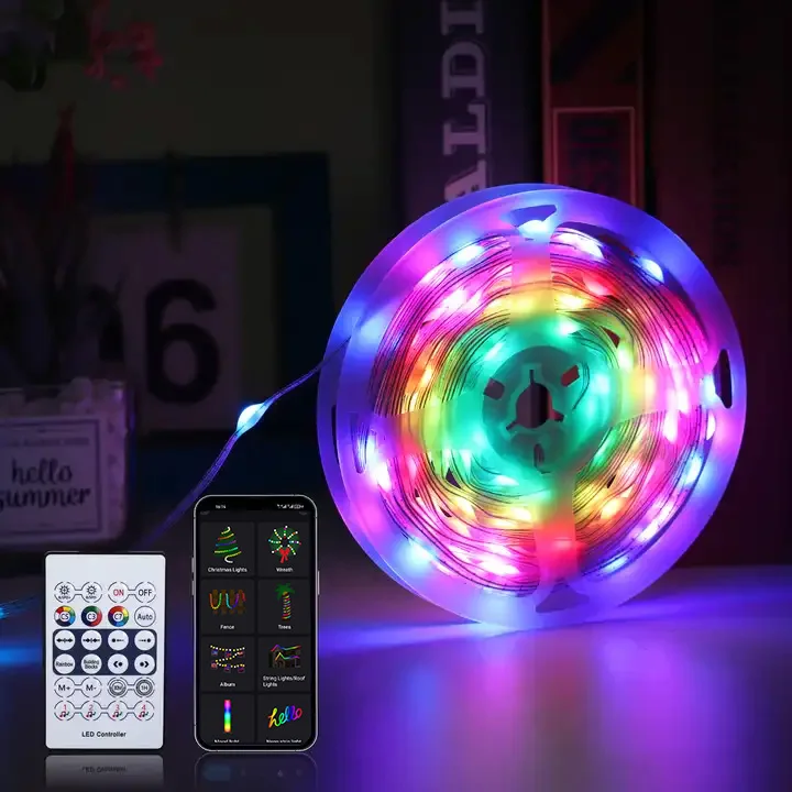 24 Keys Remote Control Waterproof RGBIC RGB APP Smart Control LED Fairy Lights wedding Christmas Decoration Ambience LED Light