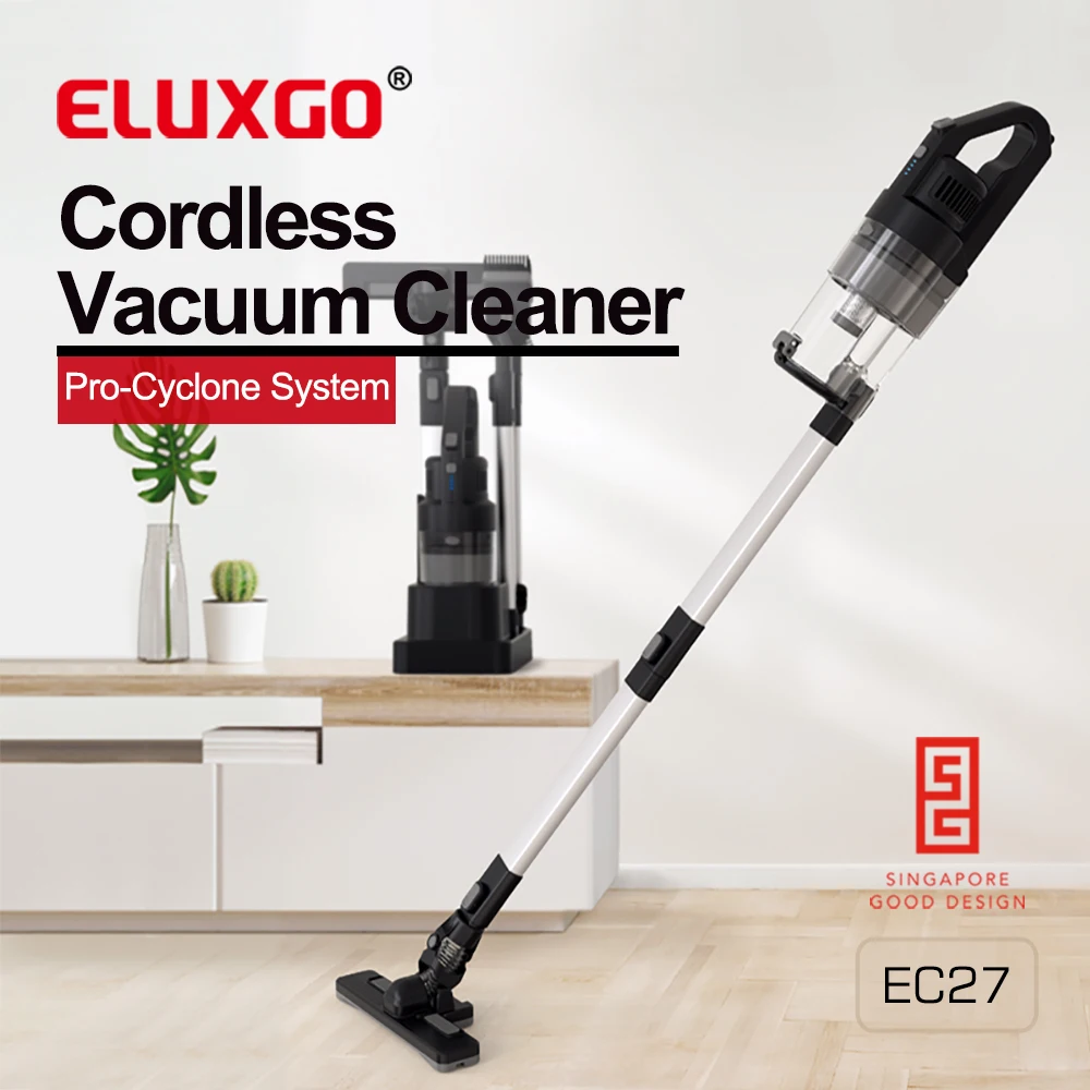 ELUXGO Strong Power  Multifunctional double filtration handheld cordless cyclone Vacuum Cleaner for bed/pet hair clean machine
