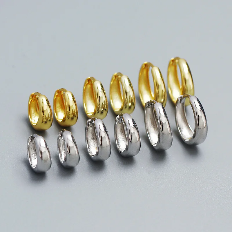 Wholesale small gold hoops 925 sterling silver jewelry 18K gold plated hoop earrings jewelry huggies earrings