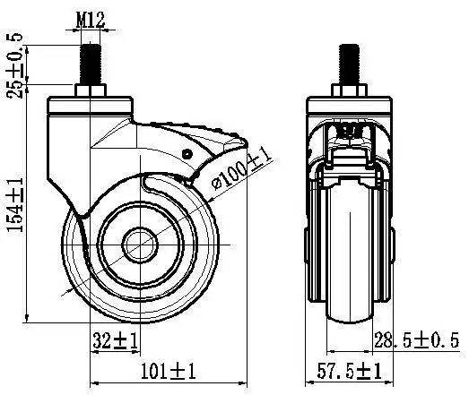 Hospital Bed Wheel 2 3 4 5 inch Abs Wheel Castors for Medical Appliance Patient Bed Wheels Tpr Medical Trolley Caster