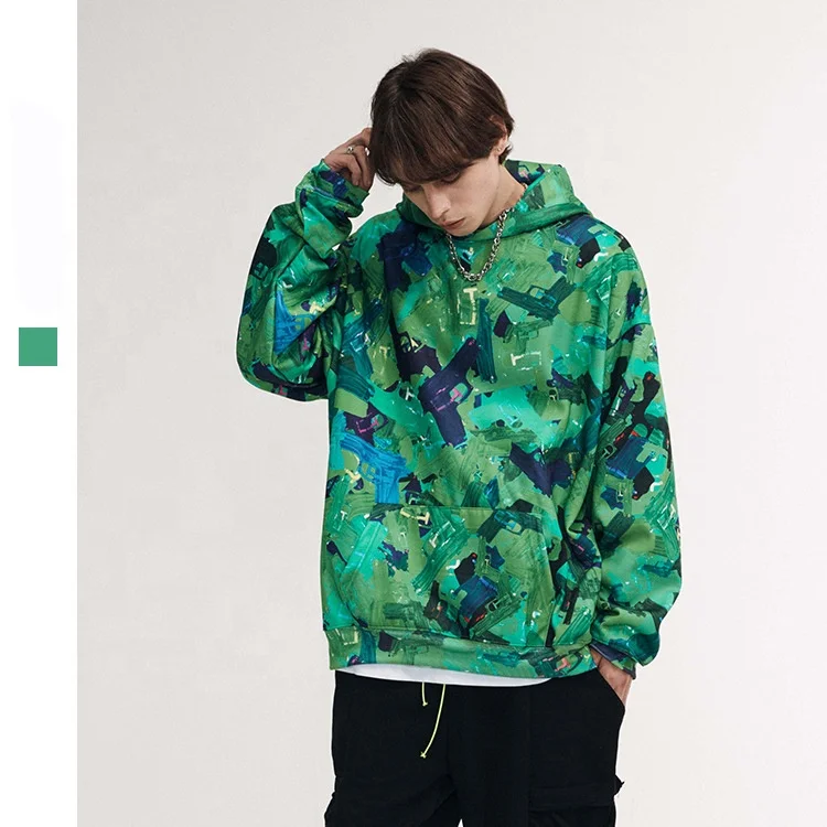 Oemsportswear Autumn and Winter New Personality Street Sublimation Pistol Full of Inca Fleece 390gsm Loose Hooded Sweater