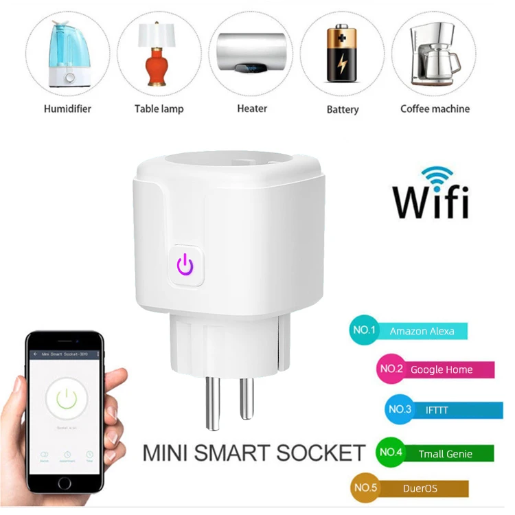 New WiFi EU Smart Plug Adapter for Google Home Wireless Remote Voice Control Monitoring Timer Socket