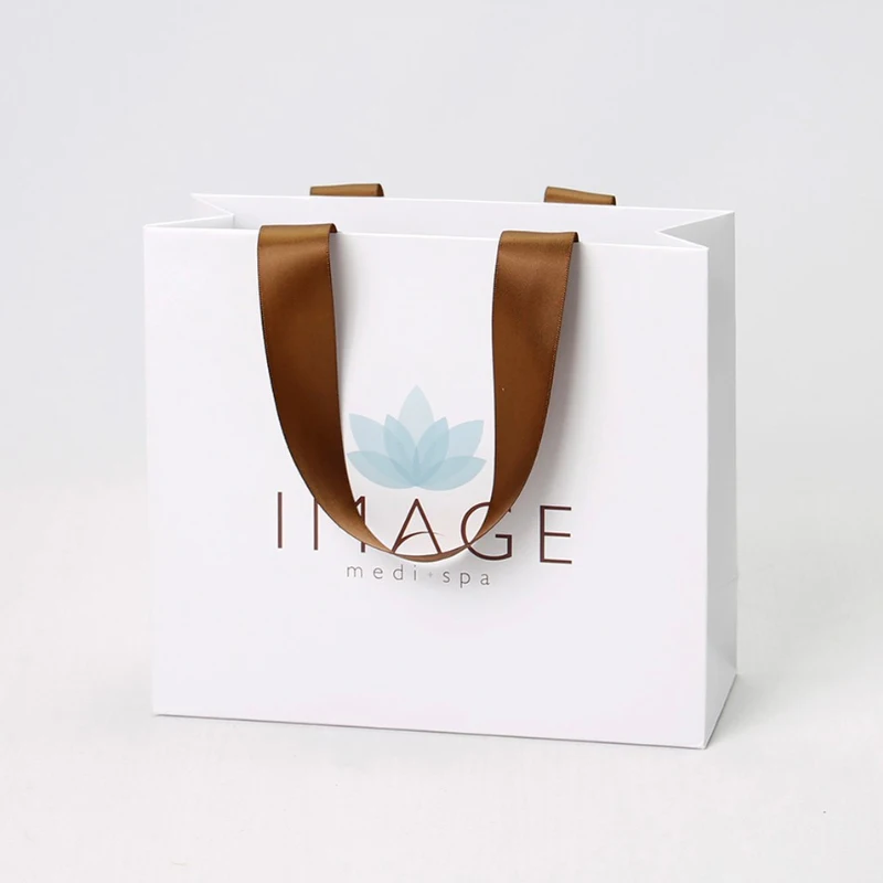 Luxury Ribbon Handle Boutique Retail Shopping Packaging Customized Printed Euro Paper Gift Bags With Logo