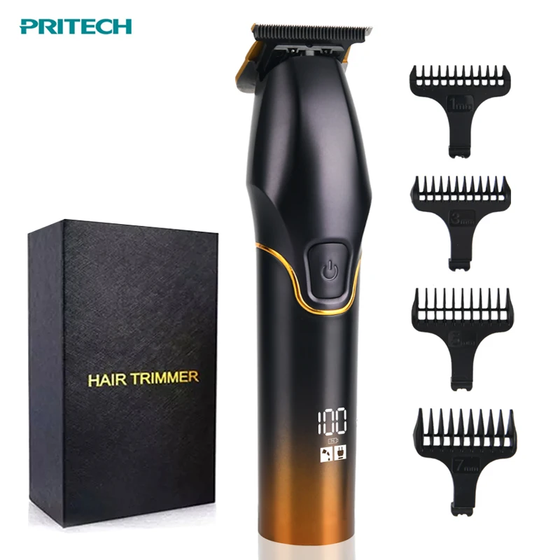 PRITECH ceramic mens hair trimmer lithium battery rechargeable hair clipper