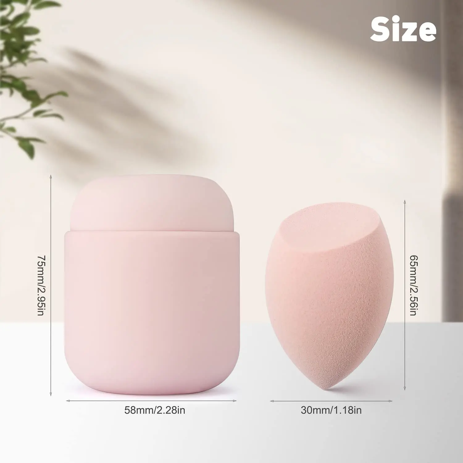 Pink Soft Non Latex Makeup Sponge Makeup Blender Sponge with Silicone Travel Case