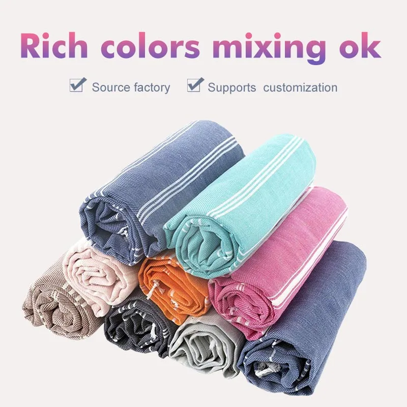 China factory new design breathable fast drying 100% cotton Turkey sand free beach towel