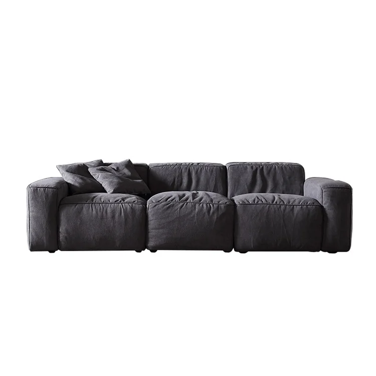 Custom Luxury Living Room Deep Grey Comfortable Thick Upholstered Convertible one person Fabric Sofa
