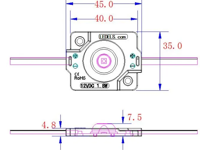 
high power 1.8w injection led modules, CE ROHS 12v 180lm led lights for single-side lightbox <span style=