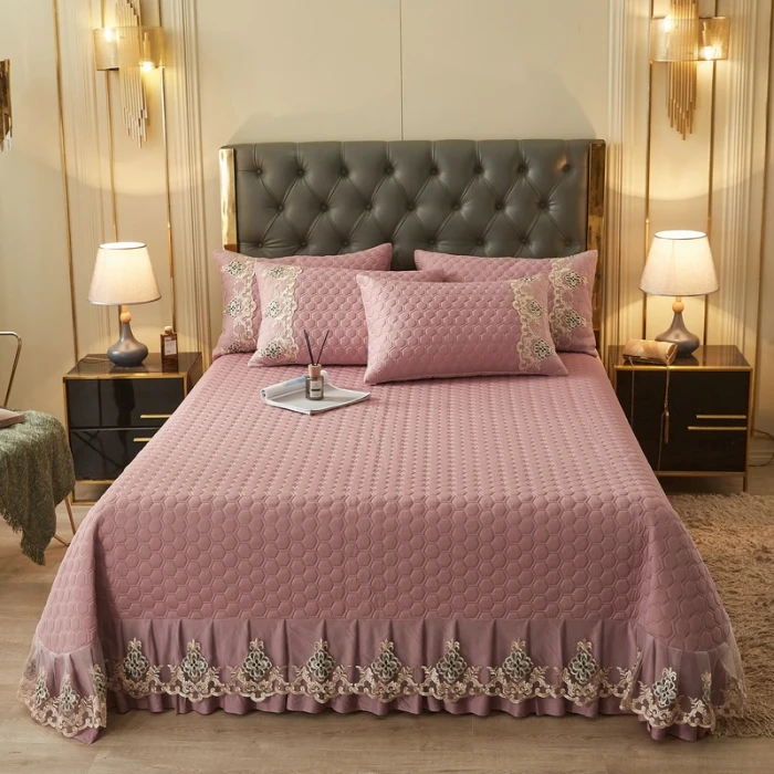 Natural Latex Ice Cooling Bed Skirt Pillowcase 3pcs Summer Sleeping Mattress Bed Sheet Home Bedding Set