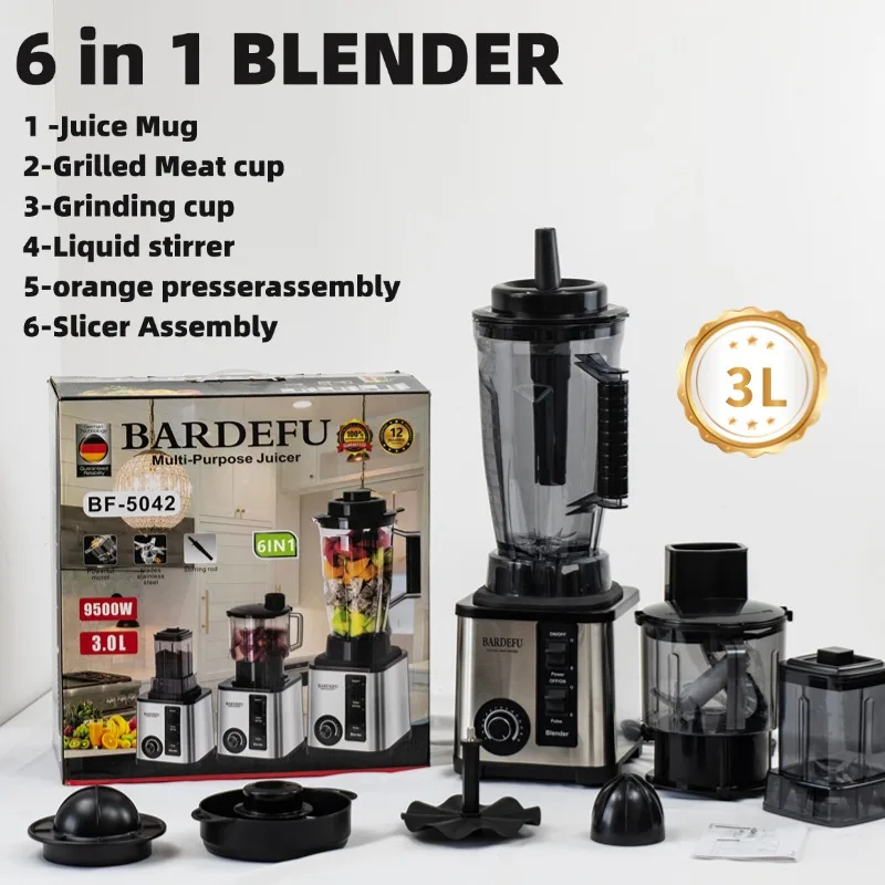 multifunctional 3L 6 in 1blender juicer food processor blender 3 in 1 smoothie blender machine heavy duty commercial 9500w