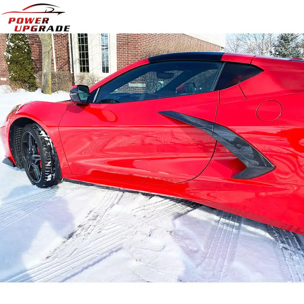 Power upgrade Style C8 Carbon fiber Side Door Fender Vent Trim Door Canards For Chevrolet Corvette C8