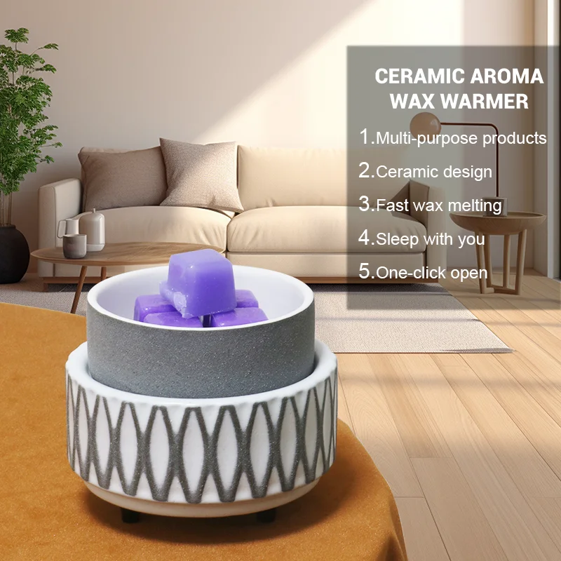 New Electric Wood Aromatherapy Aroma Warmer Essential Oil and Wax Melt Burner Scented Ceramic Oil Diffuser