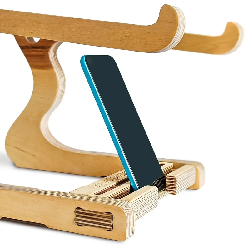202408 Paramount Laptop Stand By Equal Peaks Sustainable Gift Eco Wood Working From Home Gift Wooden Laptop Stand & Phone holder
