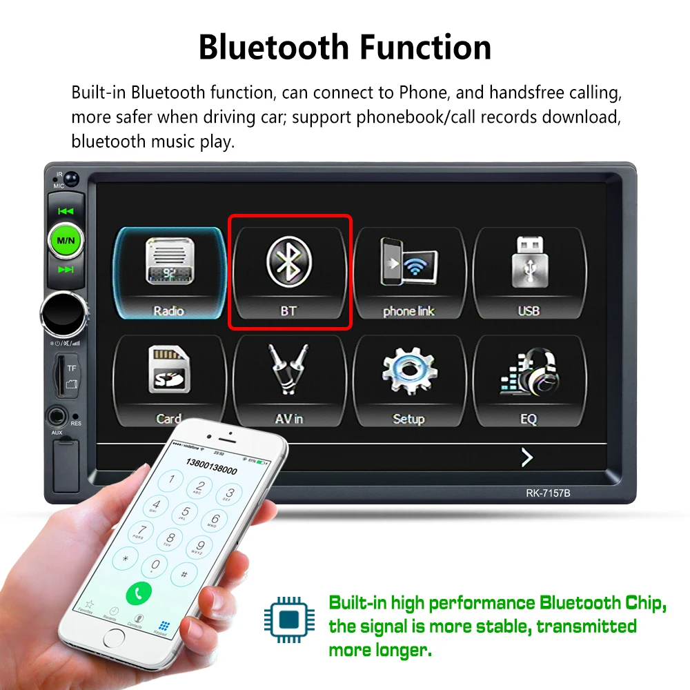  Podofo 2Din Автомагнитола Carplay с Android авто 7 'сенсорный экран BT FM MP5 приемник + запасная камера и