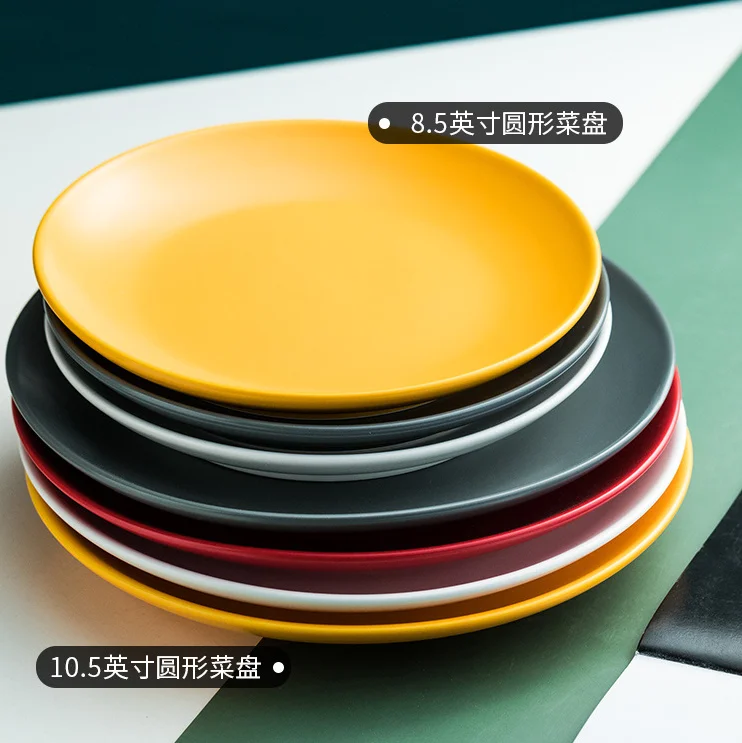  10.5inch nordic color glazed Customize Ceramic porcelain stoneware crockery Piatti Plates and Bowls Dinner Set