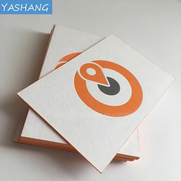 Orange color printing edge visiting card custom orange embossed/debossed business card