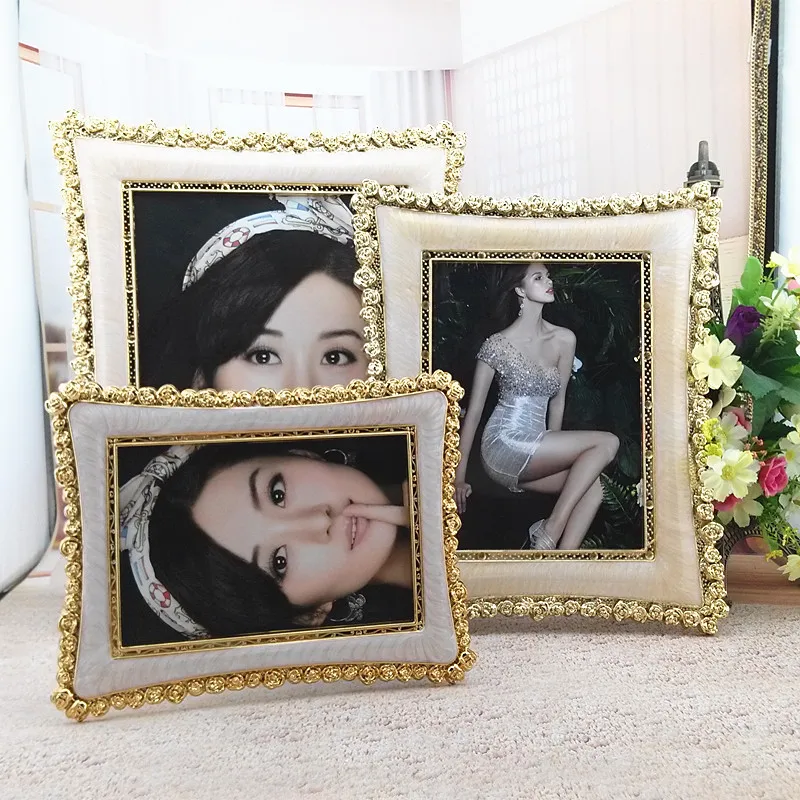 New Design Wedding Diamond Gold Women Marcos De Fotos Resin Gifts Memory Picture Photo Frame