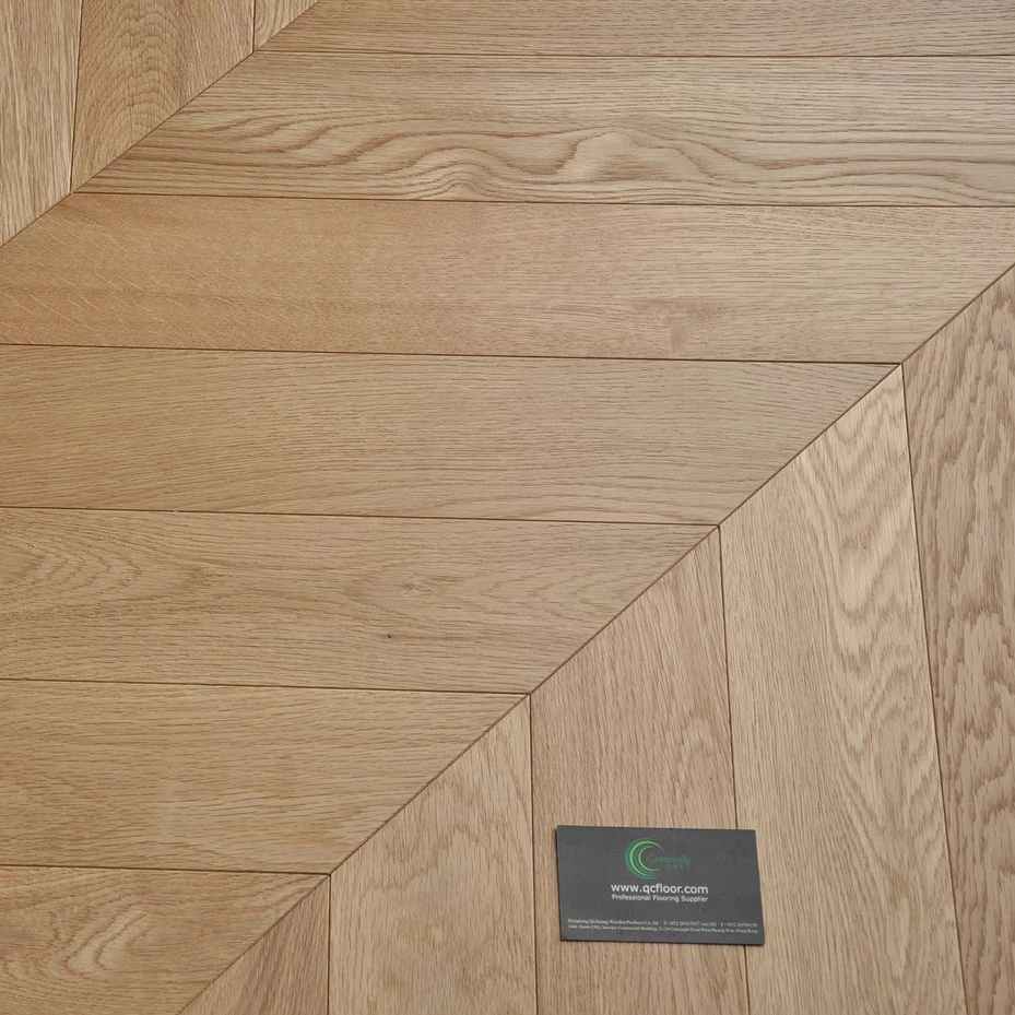 natural light color engineered wood flooring European White oak chevron 45 degree herringbone wooden parquet