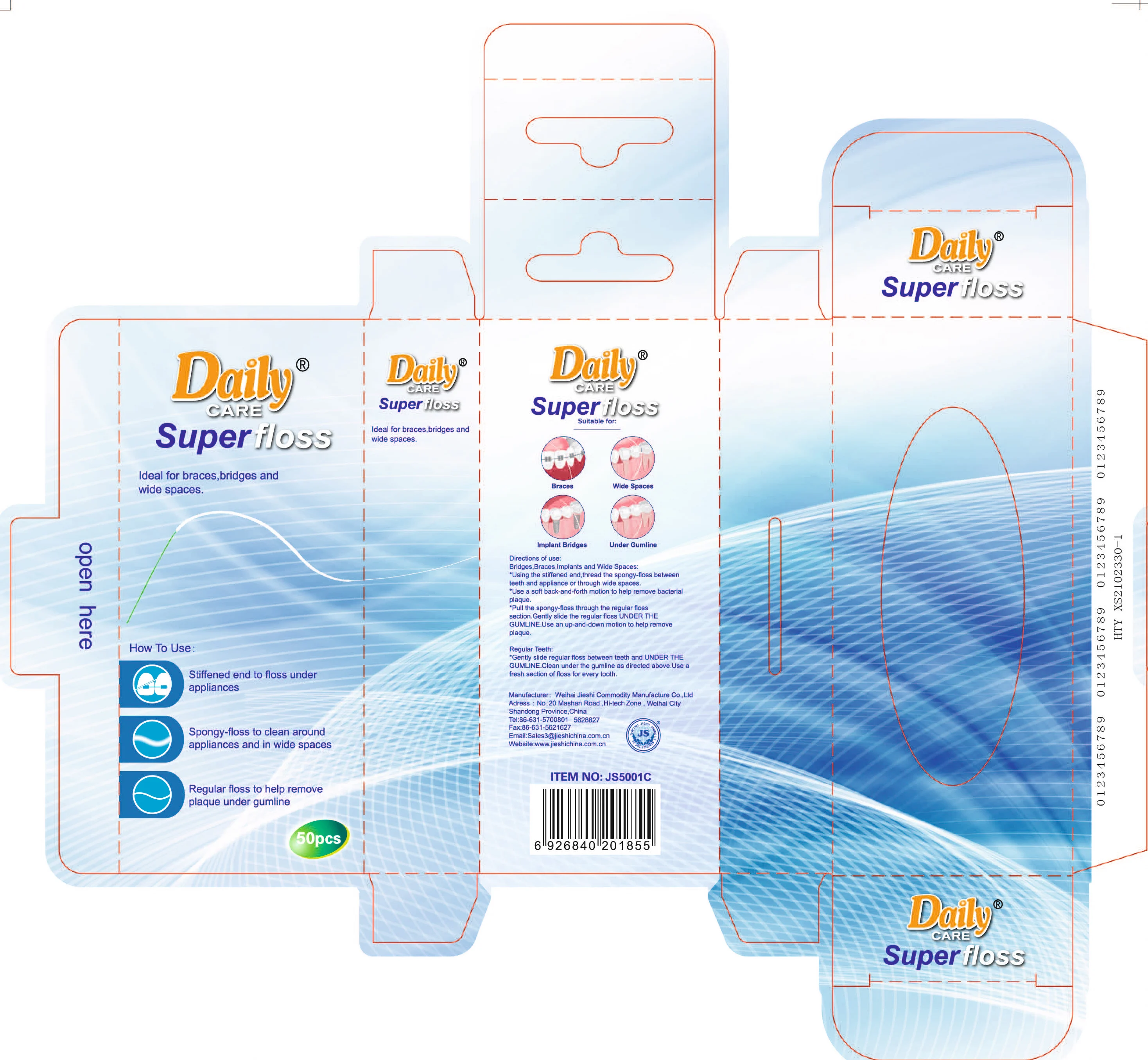 Daily Care Hot Sale 2 in 1 Orthodontic floss expanding floss dental floss for adult use